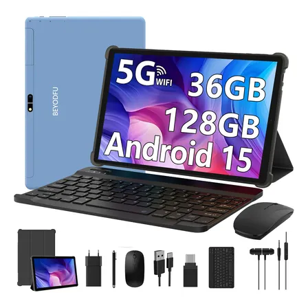 Tablet 10.1 Android 15 Octa-core 36gb Ram 128gb Con Teclado Azul