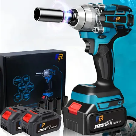 Chave Impacto Elétrica Sem Fio 68v 2 Bateria Motor Brushless Azul-aço 127/220v