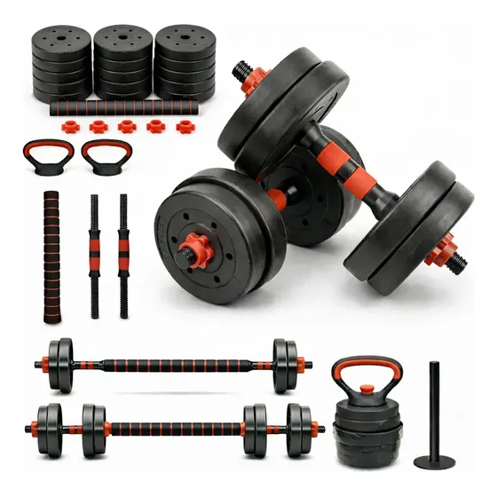 Kit Halteres 40kg Ajustável 6 Em 1 Academia Em Casa Treino