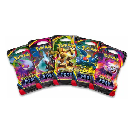 Kit 5 Boosters Pokémon Fogo Fantasmagórico Lacrados Original