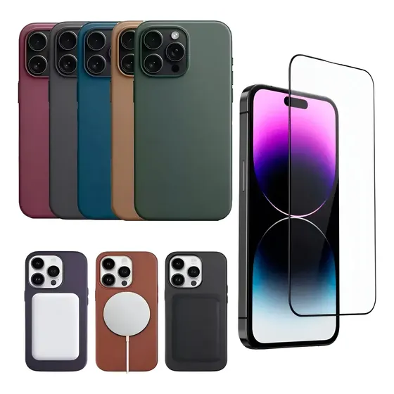 Capa Capinha Couro Indução Compatível Com Iphone 16 15 14 13
