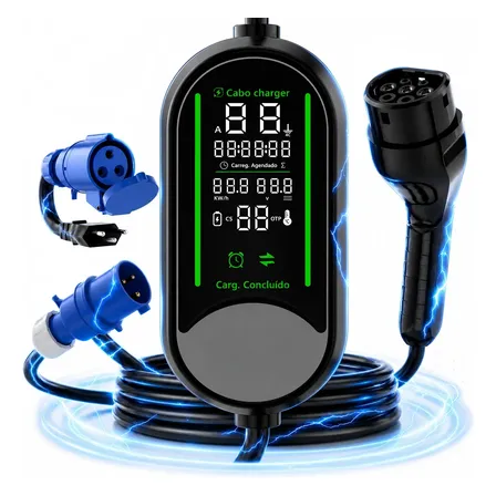 7kw 32a Carregador Veicular Elétrico Portátil Tipo2 Telão