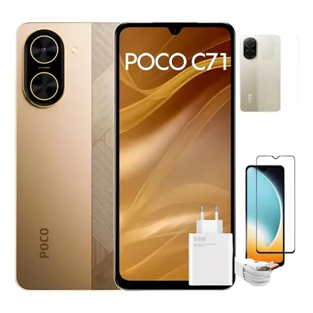 Smartphone Xiaomi Poco C71 Dual Sim 128gb 4+4ram + Brindes Dourado