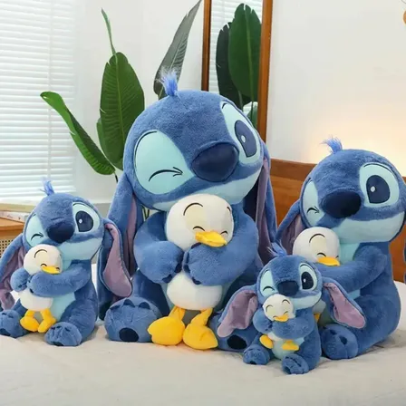 Pelúcia Stitch C/ Pato Antialérgico 24cm Peludinho Lilo Azul Azul