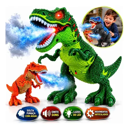 Dinossauro Brinquedo Solta Fumaça T-rex Mexe Cabeça Dinossauro Sortidas