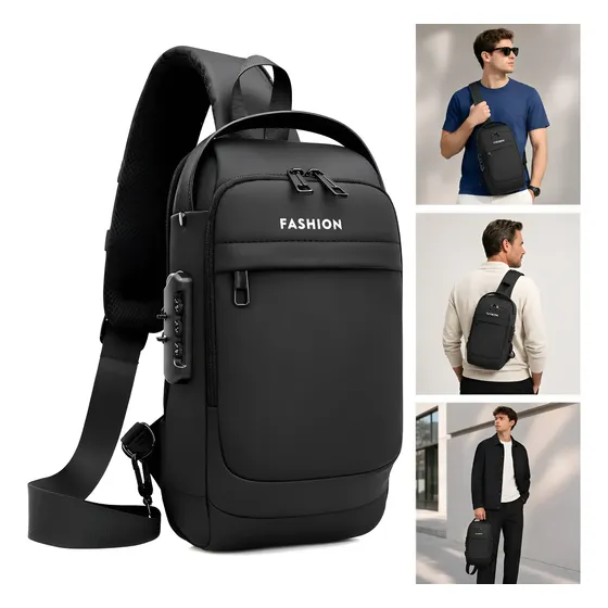 Bolsa Shoulder Tiracolo Antifurto Usb Impermeável Masculina