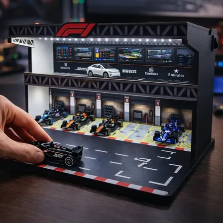 Expositor F1 16 Vagas Com Led Para Miniaturas 1:64 A Bateria F1