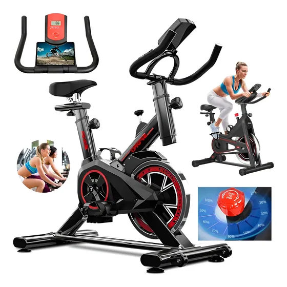 Bicicleta Ergométrica Spinning Fitness Academia 150 Inércia Preto Vermelha 0