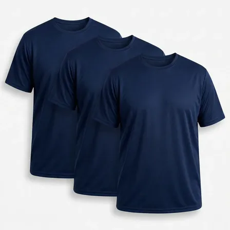 Kit 3 Camiseta Dry Fit Plus Size Big Grande Anti Suor Lisa 3 Azul Marinho G3