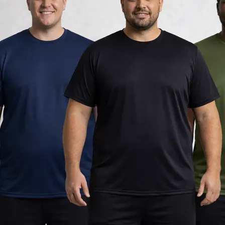 Kit 3 Camiseta Dry Fit Plus Size Big Grande Anti Suor Lisa