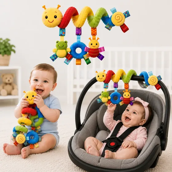 Móbile Centopeia Espiral Bebe Para Carrinho Berço Chocalho
