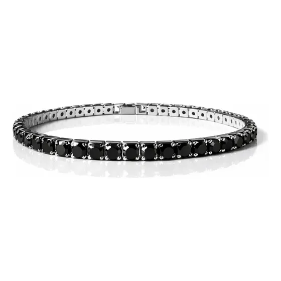 Pulseira Riviera Luxo Zircônia Preta Aço
