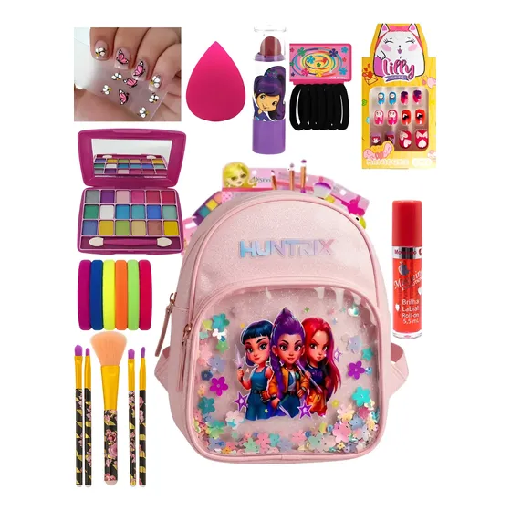 Mochila Kpop Huntrix+ Kit Maquiagem Infantil Completo Anvisa