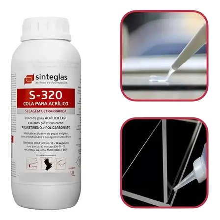 Cola Acrilico S-320 Ultra-sinteglas Policarbonato 1 L Transparente
