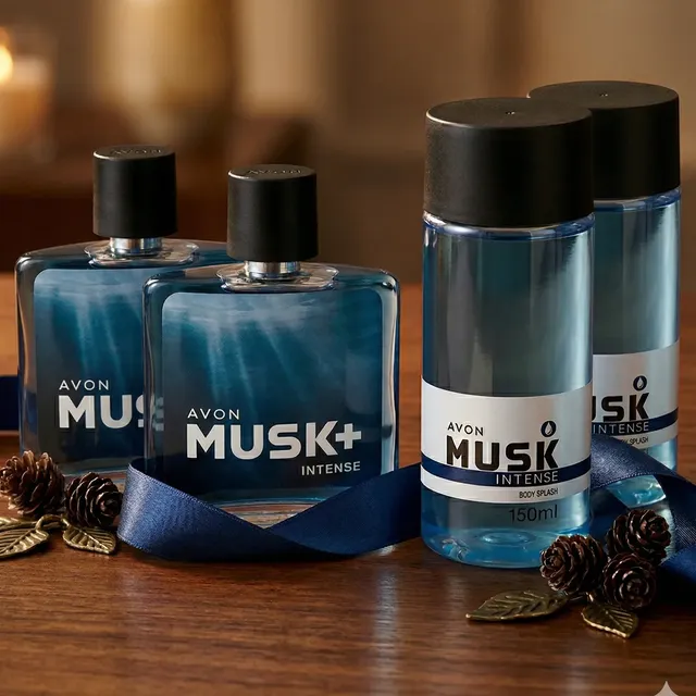 Kit Musk Intense 4 Itens: 2 Deo Colonia Intense 75ml + 2 Body Splash Intense 150ml
