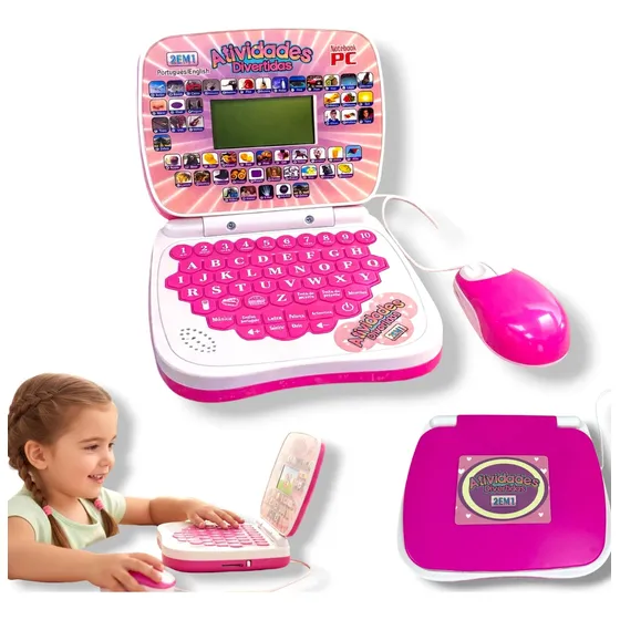 Laptop Infantil Educativo Bilíngue Português Inglês + Mouse