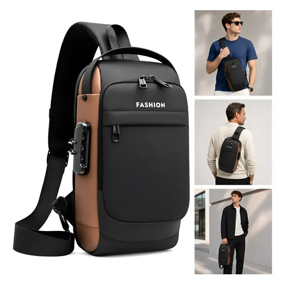 Bolsa Shoulder Tiracolo Antifurto Usb Impermeável Masculina