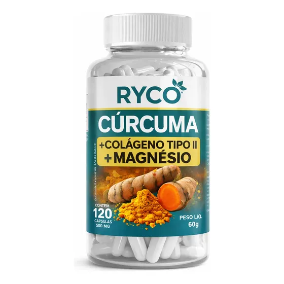 Cúrcuma Com Colágeno Tipo 2 + Cloreto Magnésio 120 Cápsulas