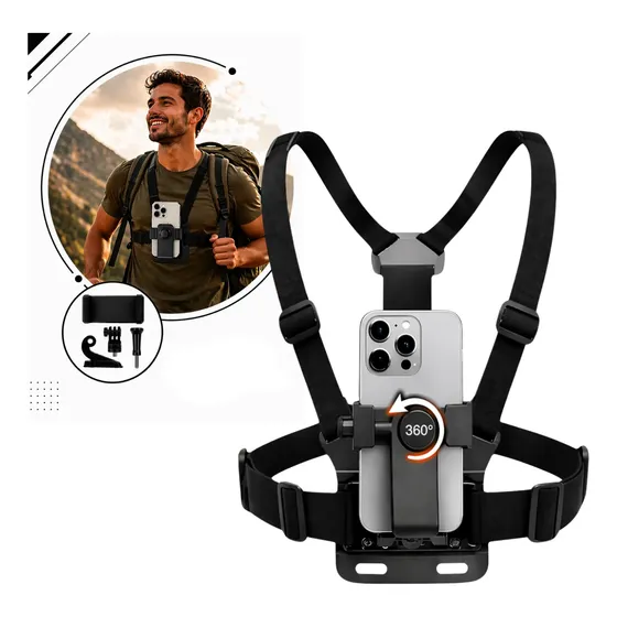 Suporte Colete Peitoral Para Celular Câmera Gopro Vídeos