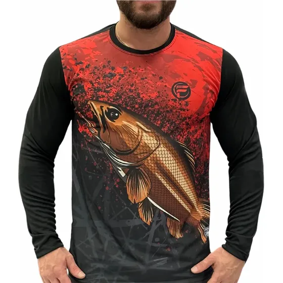Camisa De Pesca Premium Uv 50+ Dry Fit Proteção Solar Full