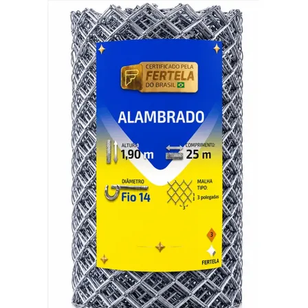 Alambrado 1,90m Altura 25 Metros Fio 14 Malha 7cm Max Forte