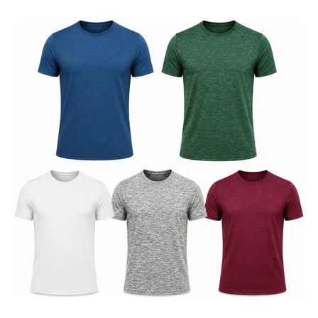 Kit 5 Camisetas Básicas Masculinas Dry Fit Academia Treino Azul-verde-branco-cinza-vinho Rajado G1