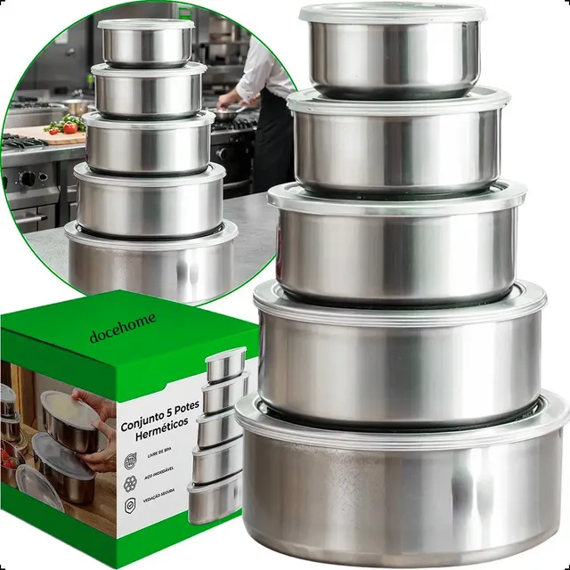 Conjunto De 5 Tigelas De Cozinha Tigela De Inox Bowl Vasilha