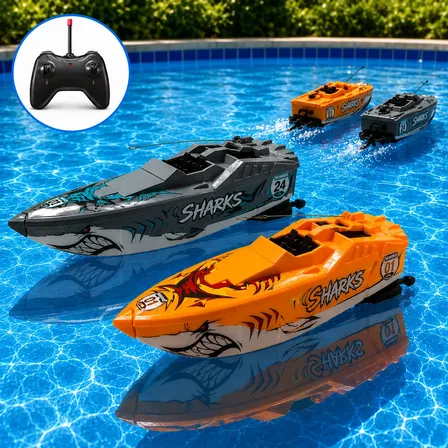 Barco Controle Remoto Lancha Tubarão Brinquedo Shark