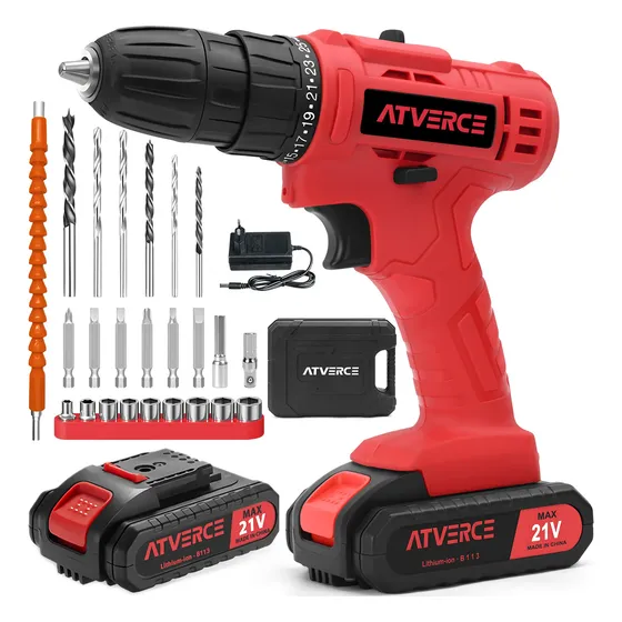 Furadeira Parafusadeira 21v 3/8 Kit Com Maleta Atverce