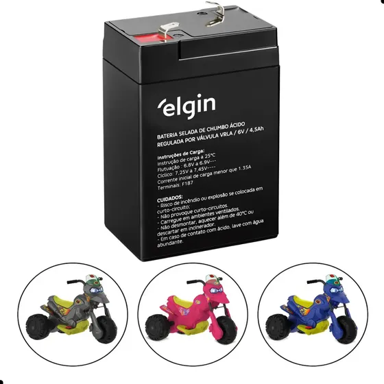 Bateria 6v 4.5ah P/ Carrinho E Moto Elétrica Bandeirantes