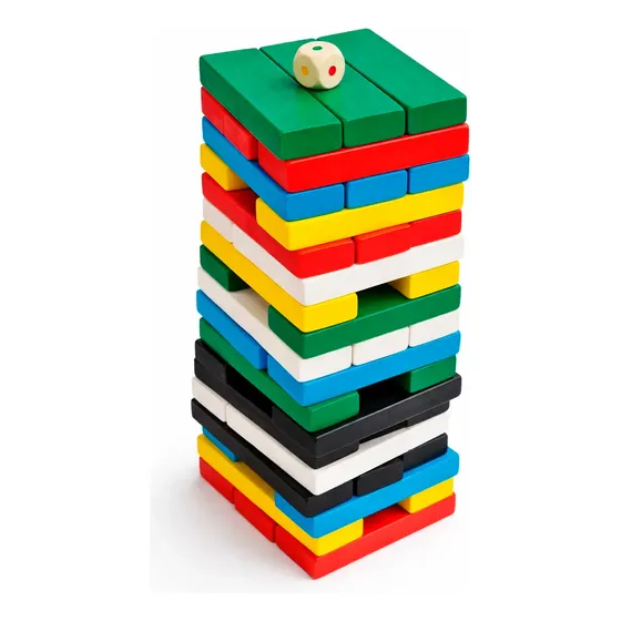 Jogo Caiu Perdeu Torre Equilíbrio Brinquedo Madeira Colorido