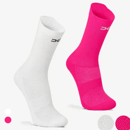 Kit 2 Par Meia Esporte Fitness Corrida Ciclismo Academia Gym Branco/pink 34 Ao 39