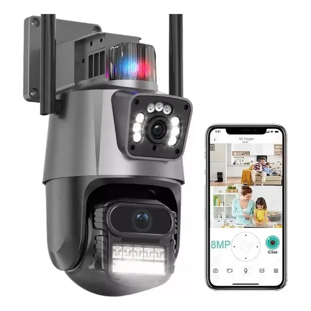 Câmera Segurança Wifi Ip Lente Dupla 2x 3mp Externa 360°