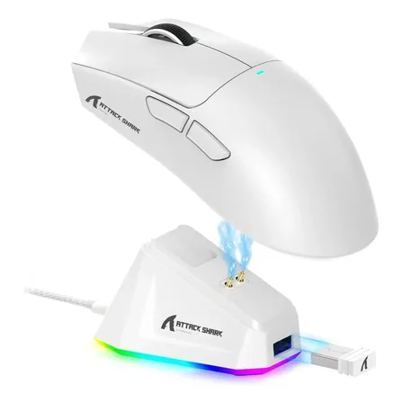 Mouse Gamer Sem Fio Attack Shark X11 Com Base Branco