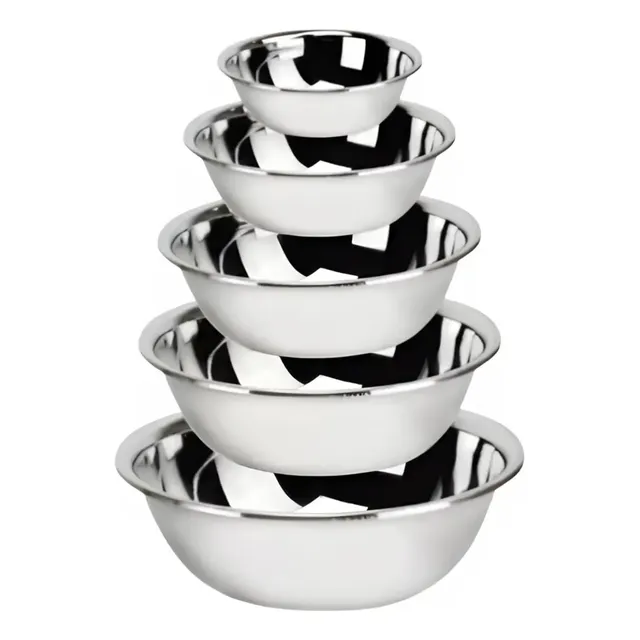 Kit 5 Tigelas Bacia Em Aço Inox Multiuso Conjunto De Cozinha