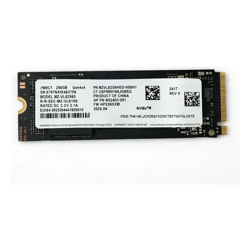 Ssd M.2 256gb Samsung Pm9c1 Nvme 1.4 Pcie Gen4 X4 Mz-vl8256d