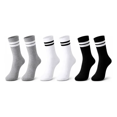 Kit 6 Meias Cano Alto Academia Casual Fitnes Unissex Algodão 6 Mistas Listras 36 Ao 43