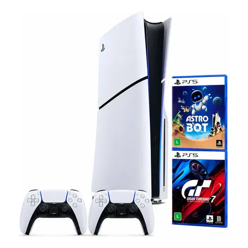 Console Playstation Slim 1tb Midia Fisica 2 Controles Nfe Branco