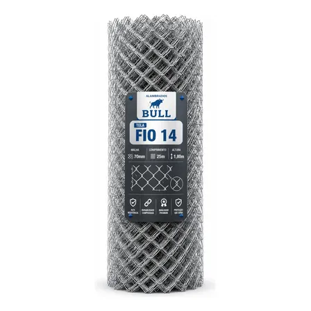 Tela Alambrado 1,80 Altura X 25 Metros Fio 14 Malha 7 Cm