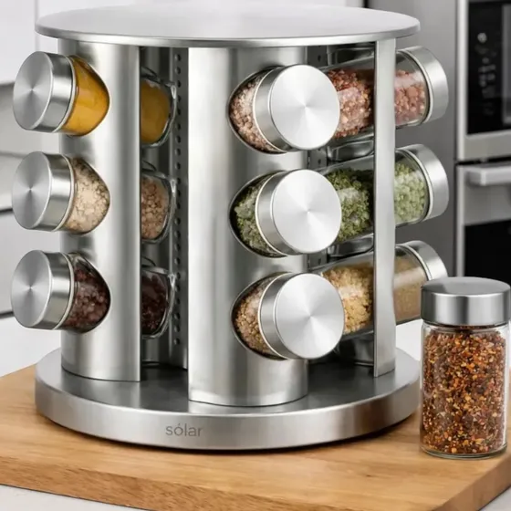 Porta Tempero Condimentos Giratório 12 Potes Inox Luxo