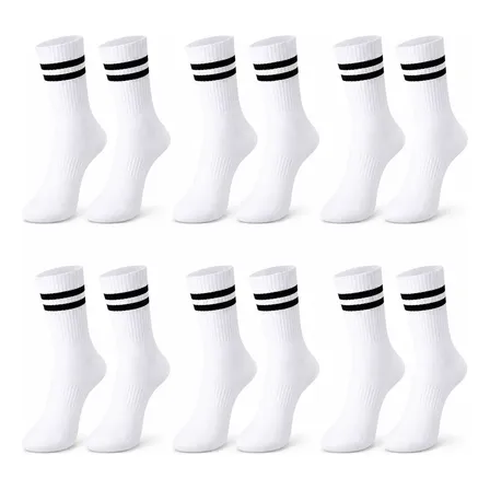 Kit 6 Meias Cano Alto Academia Casual Fitnes Unissex Algodão