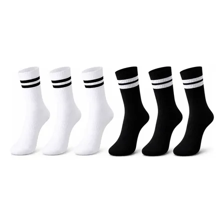 Kit 6 Meias Cano Alto Academia Casual Fitnes Unissex Algodão