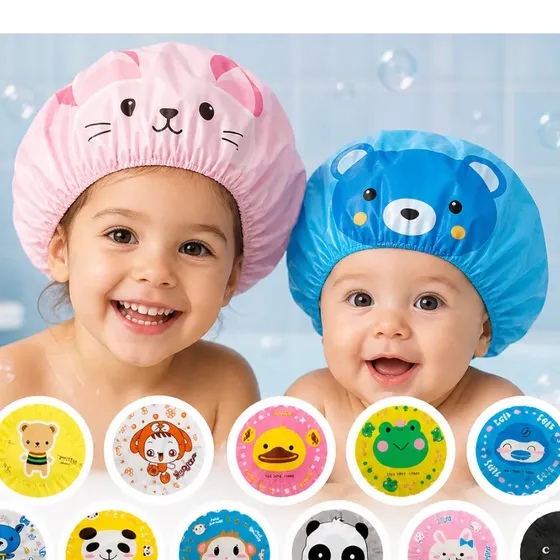 Touca De Banho Infantil Bebe Kit 3und. Protege Ouvido Cabelo