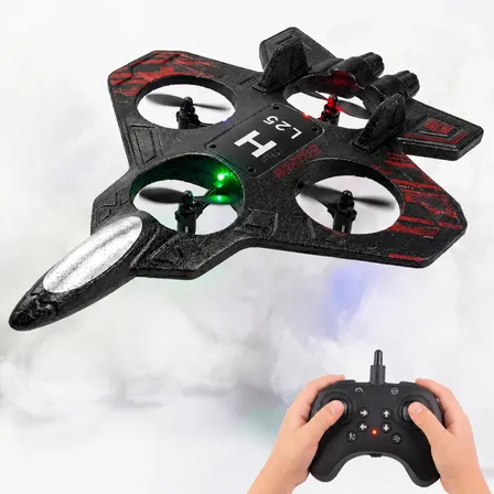 Drone Raptor Avião F35 Controle Remoto Criança Jato Presente Preto E Vermelho
