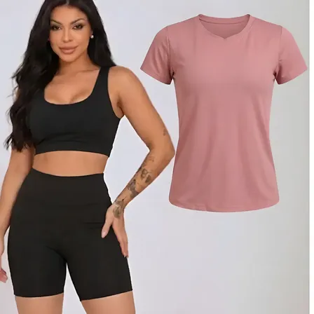Kit Conjunto Fitness Feminino + Camiseta Roupa Academia