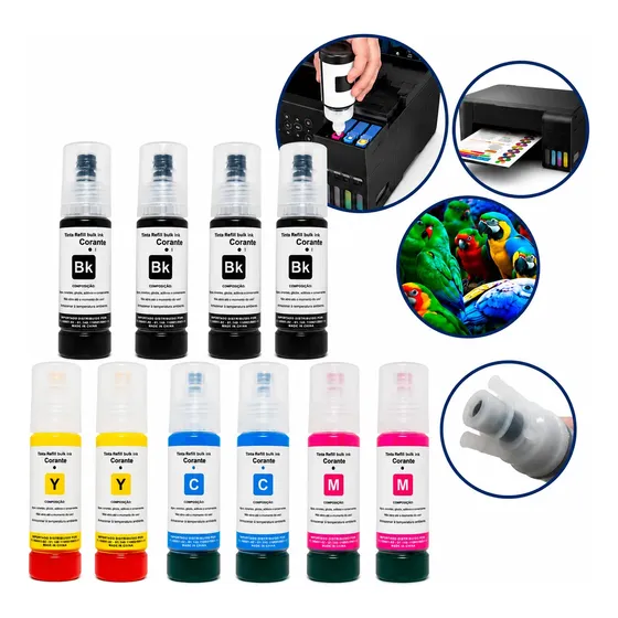 Kit 10 Tintas Premium Compatíveis C/ Impr L3250 L3150 L3210