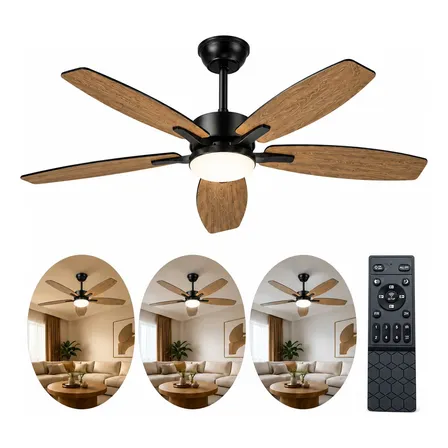 Lynkalat Vent Teto Madeira 42 Silencioso Led Ctrl Remoto 1.07 M 50/60hz Preto 127/220v Marrom Madeira 5