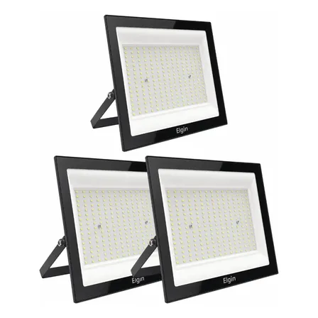 Kit 3 Refletores Projetor Led 400w Bivolt Branco Frio Ip66