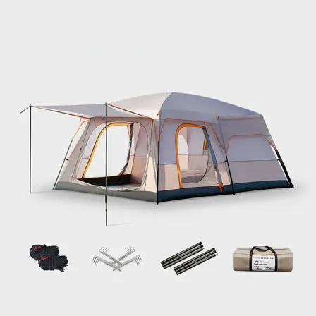 Barraca Camping Acampamento Bege/azul 380*260*195cm-novara