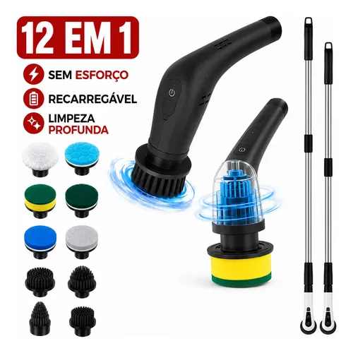 Escova Elétrica Limpeza Kit Sem Fio Giratória Portátil Branco